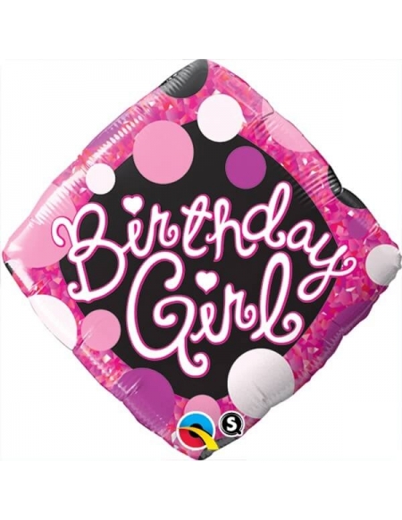 Globo Birthday Girl Pink And Black Redondo 45cm Foil Poliamida Q29592