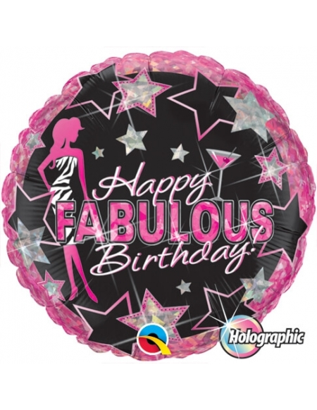 Globo Birthday Fabulous - Redondo 45cm Foil Poliamida - Q35320