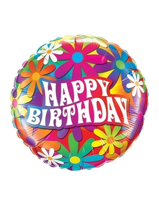 Globo Birthday Psychedelic Daisies Redondo 45cm Foil Poliamida Q29568