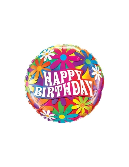 Globo Birthday Psychedelic Daisies Redondo 45cm Foil Poliamida Q29568