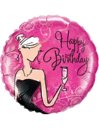 Globo Birthday Black Dress - Redondo 45cm Foil Poliamida - Q45330