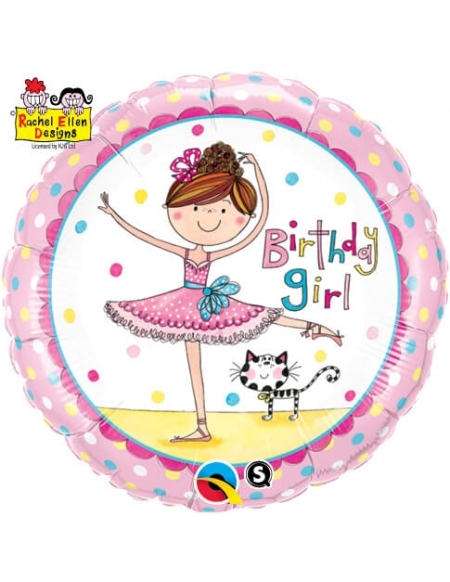 Globo Birthday Girl Ballerina - Redondo 45cm Foil Poliamida - Q50542