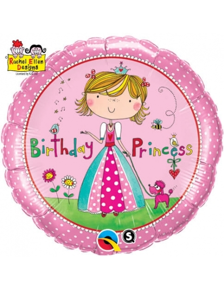 Globo Birthday Princess - Redondo 45cm Foil Poliamida - Q51167