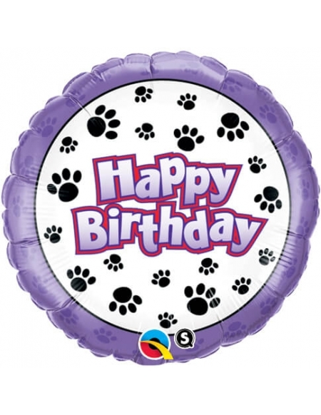 Globo Birthday Paw Prints - Redondo 45cm Foil Poliamida - Q35443