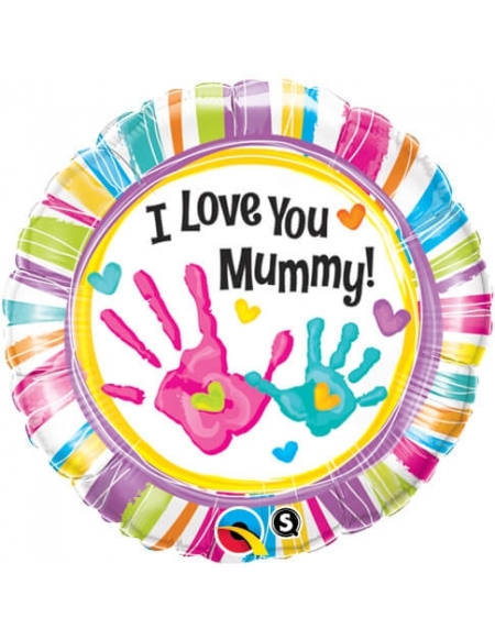 Globo I Love You Mummy Handprints Redondo 45cm Foil Poliamida Q90581