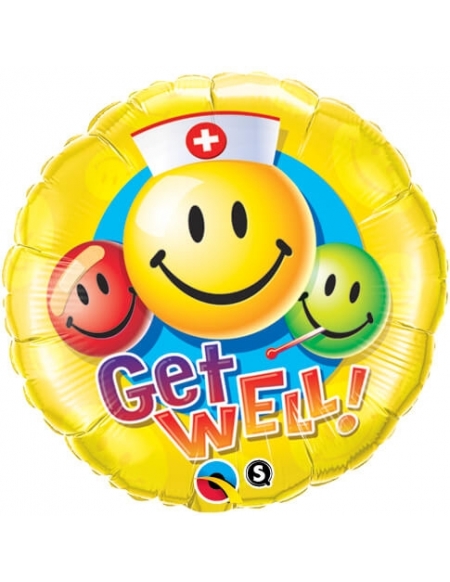 Globo Get Well Smiley Faces - Redondo 45cm Foil Poliamida - Q29624