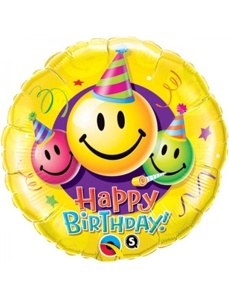 Globo Birthday Smiley Faces - Redondo 91cm Foil Poliamida - Q29860