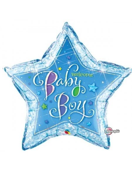 Globo Welcome Baby Boy Stars - Estrella 91cm Foil Poliamida - Q16614