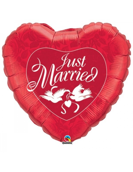 Globo Just Married Red and White Corazon 91cm Foil Poliamida Q32344