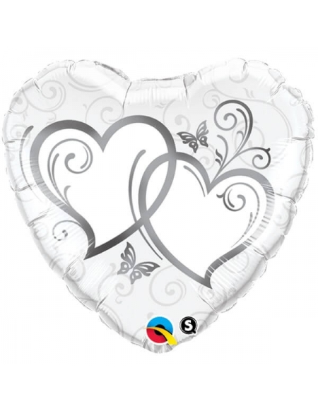 Globo Entwined Hearts Silver - Corazon 91cm Foil Poliamida - Q17239