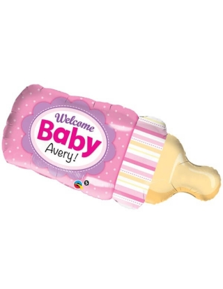 Globo Welcome Baby Bottle Pink - Forma 99cm Foil Poliamida - Q16470
