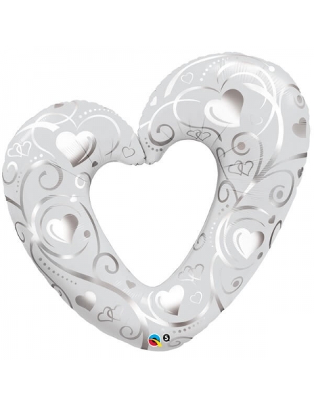 Globo Hearts and Filigree Pearl White Forma 106cm Q16304
