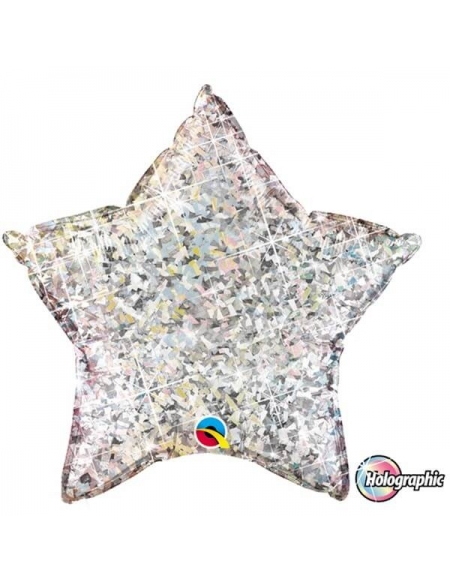 Globo Estrella 22cm Holograph Silver - Foil Poliamida - Q50068
