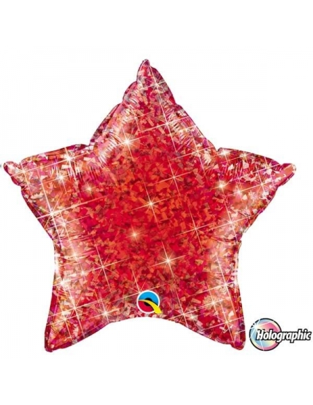Globo Estrella 50cm Holograph Red - Foil Poliamida - Q41273
