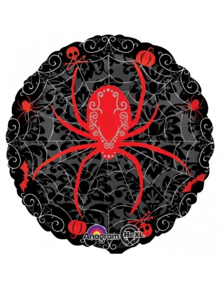 Globo Red And Black Spiders - Foil Redondo 45cm -  A2904501