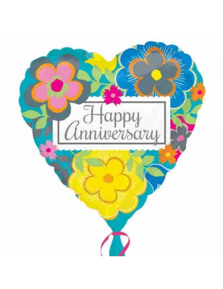 Globo Floral Anniversary Corazon 45cm