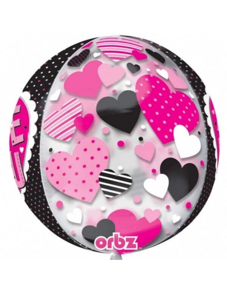 Globo Love You Black & Pink Esfera 40cm