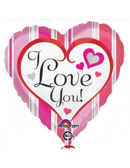 Globo Pink Stripes Love You Corazon 45cm