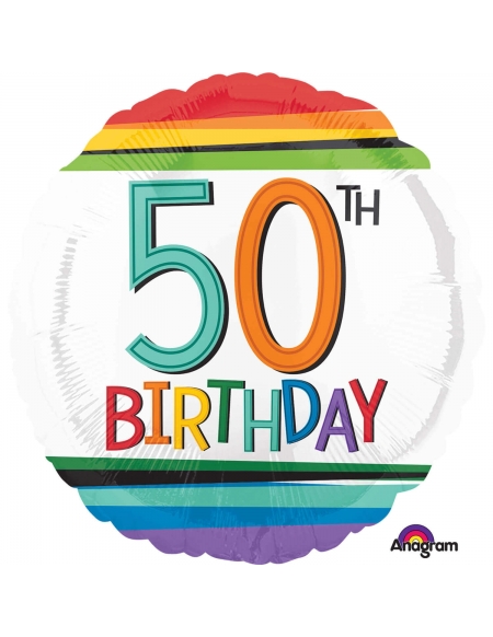 Globo Rainbow Birthday 50 Redondo 45cm