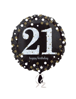 Globo Sparkling Birthday 21 Redondo 45cm