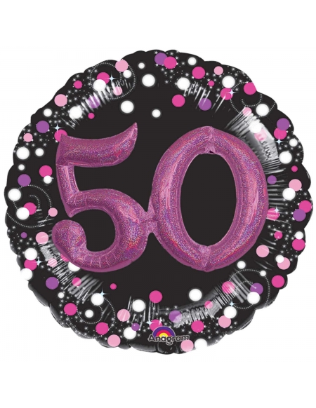 Globo Sparkling Pink Birthday 50 Forma 91cm