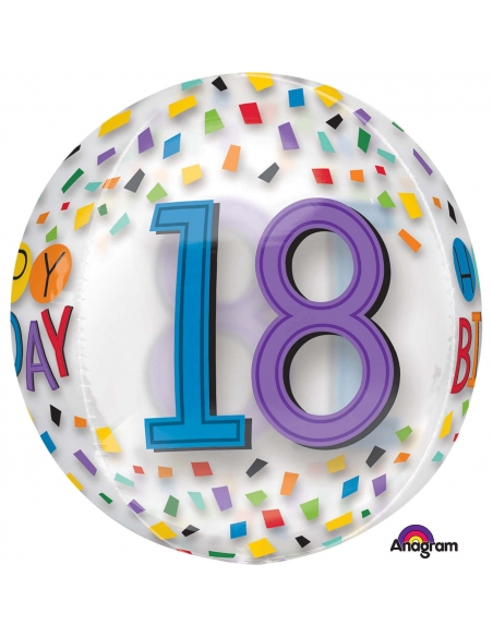 Globo Happy 18 Birthday Rainbow Esfera 40cm