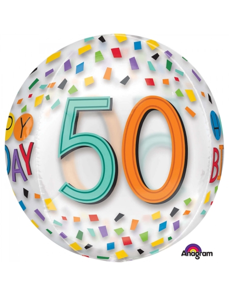 Globo Happy 50 Birthday Rainbow Esfera 40cm