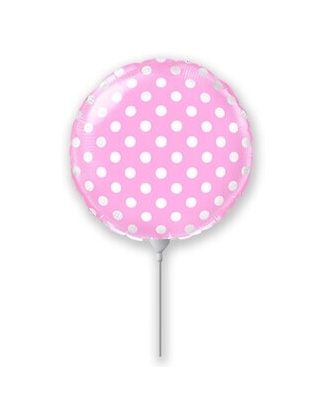 Globo Rosa Lunares Blancos Mini 22cm