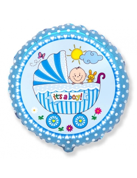 Globo Its a Boy Carrito Redondo 45cm