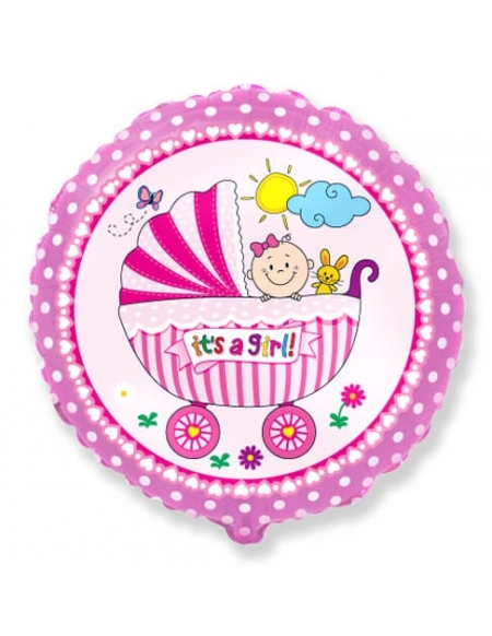 Globo Its a Girl Carrito Redondo 45cm