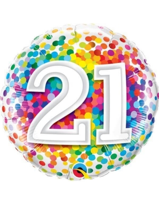 Globo 21 Rainbow Confetti Redondo 45cm