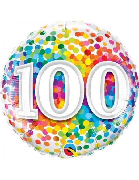 Globo 100 Rainbow Confetti Redondo 45cm