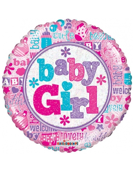 Globo Baby Girl Holografico Redondo 45cm
