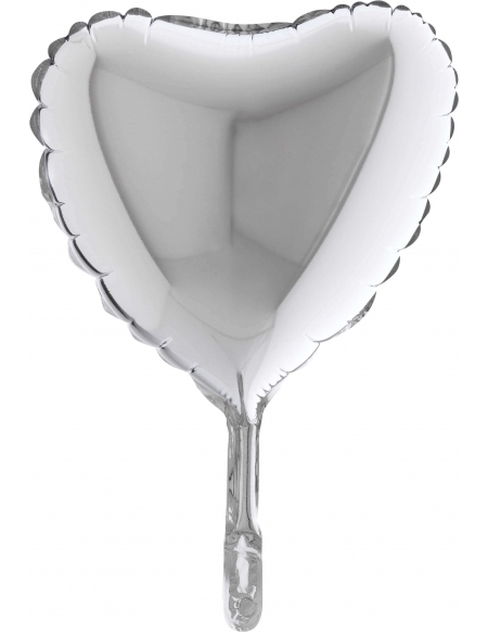 Globo Corazon 23cm Plata