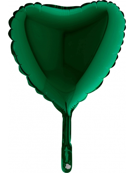 Globo Corazon 23cm Verde Oscuro