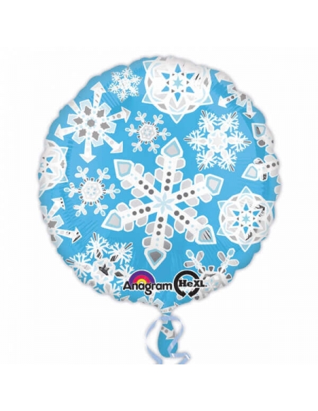 Globo Blue and White Frosty Snowflakes Redondo 45cm