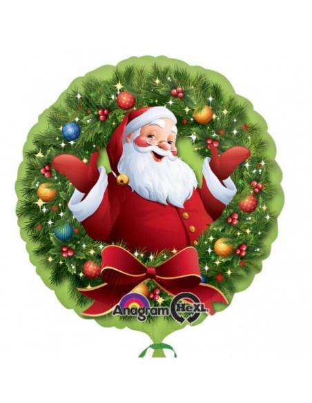 Globo Jolly Santa in Wreath Redondo 45cm