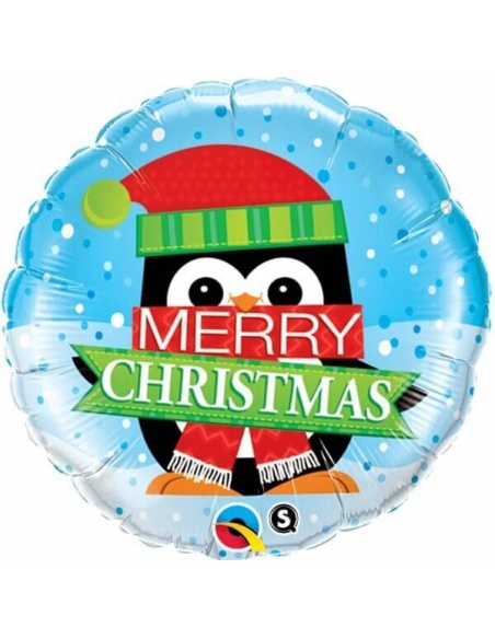 Globo Merry Christmas Penguin Redondo 45cm