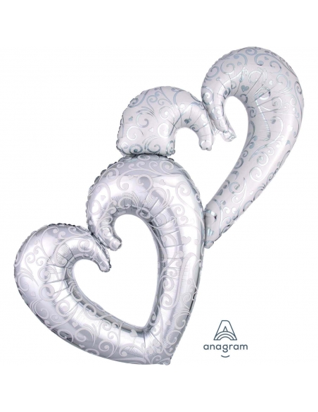 Globo Interlocking Hearts Silver Forma 134cm