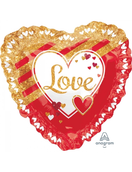 Globo Red and Gold Love Ruffle Forma 71cm