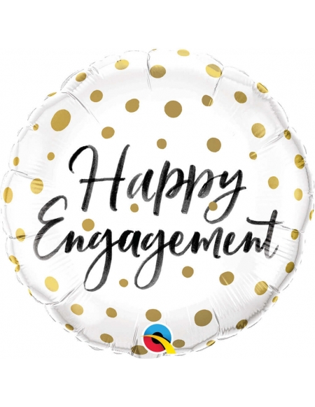 Globo Happy Engagement Gold Dots Redondo 45cm