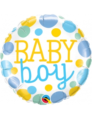 Globo Baby Boy Dots Redondo 45cm