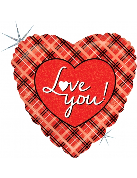 Globo Love You Plaid Corazon 45cm