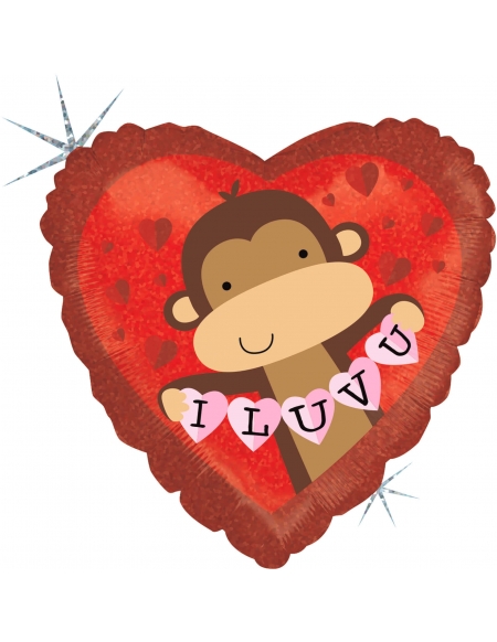 Globo I Love You Monkey Buddy Corazon 45cm