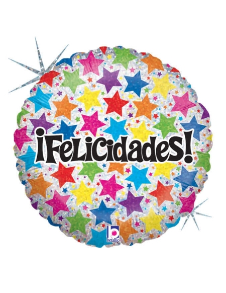 Globo Felicidades Estrellas Redondo 45cm