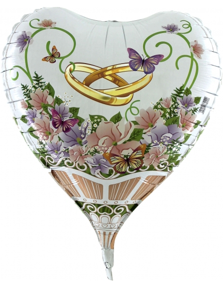 Globo Heart Flowers Bouquet Forma 3D 59cm