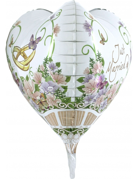 Globo Heart Flowers Bouquet Forma 3D 59cm