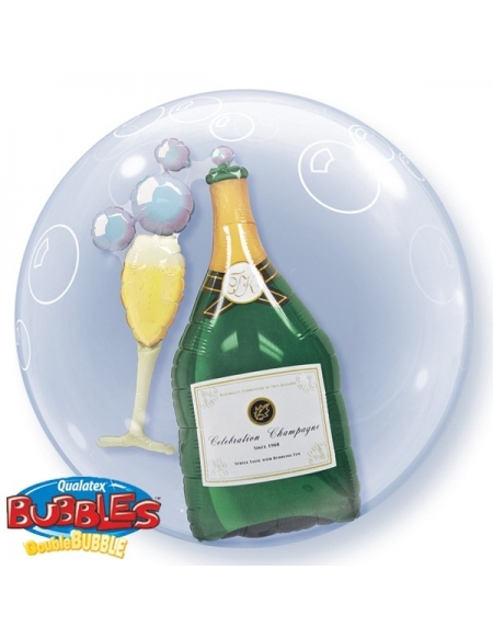 Globo Bubbly Wine Bottle And Glass Doble Bubble Burbuja 60cm Q68810