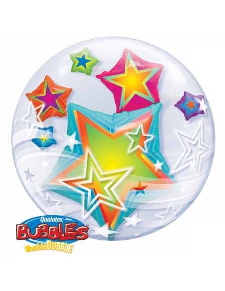 Globo Multi Coloured Stars - Doble Bubble Burbuja 60cm - Q11962