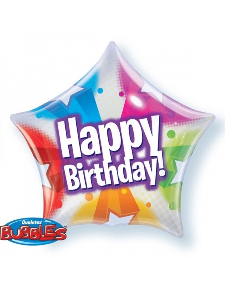 Globo Birthday Stars and Dot Patterns - Bubble Burbuja 55cm - Q13758